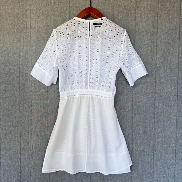 Isabel Marant White Embroidered Eyelet Lace Asymmetric Boho Mini Dress Size 42 - Picture 14 of 17